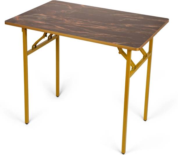 WIFTY Multi-Purpose Portable & Foldable Wooden Computer Table with Metallic Golden Leg Solid Wood Study Table