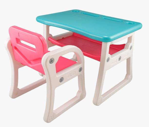 svaagat Foldable study Desk for Kids Play Table and Chair Set with Storage rack Desk Plastic Study Table