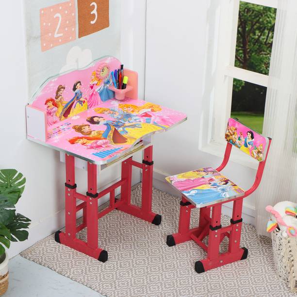 MY LITTLE TOWN Kids study Table & Chair with Adjustable Height (Pink) Engineered Wood Study Table