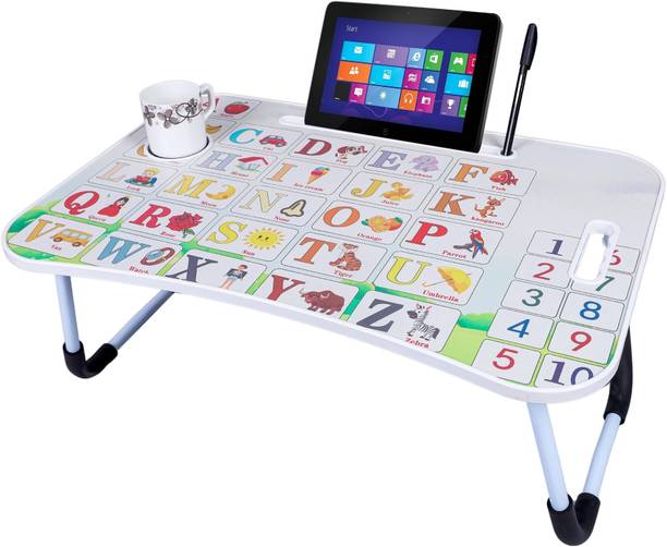 Kiara Quality First Alphabet Prints Protable Foldable Table for Study & Work, Best for Work Home Solid Wood Study Table