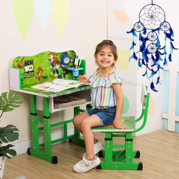 Bhella Kids study Desk & Chair with Adjustable Height with Dream Catcher Multicolor Engineered Wood Study Table