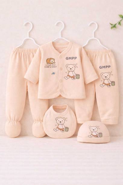 KIDS PARYANIS Baby Boys & Baby Girls Casual T-shirt Pyjama, Cap, Bib, Bootie