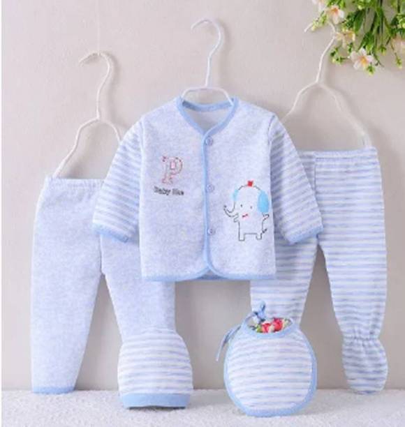 Shyamcollections Baby Boys & Baby Girls Casual Dress Pyjama, Bib, Cap