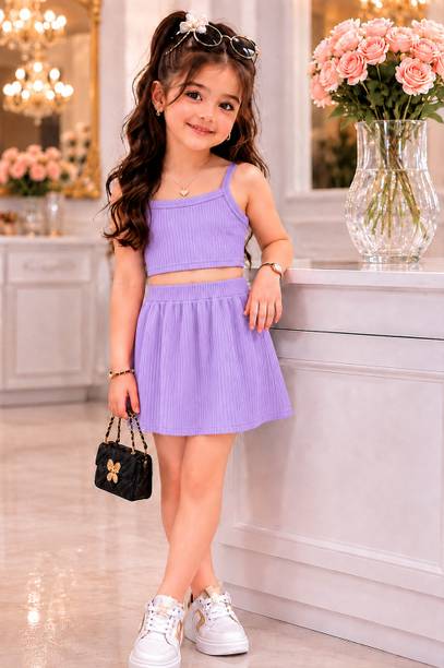 Aradhna Tex Girls Party(Festive) Top Skirt