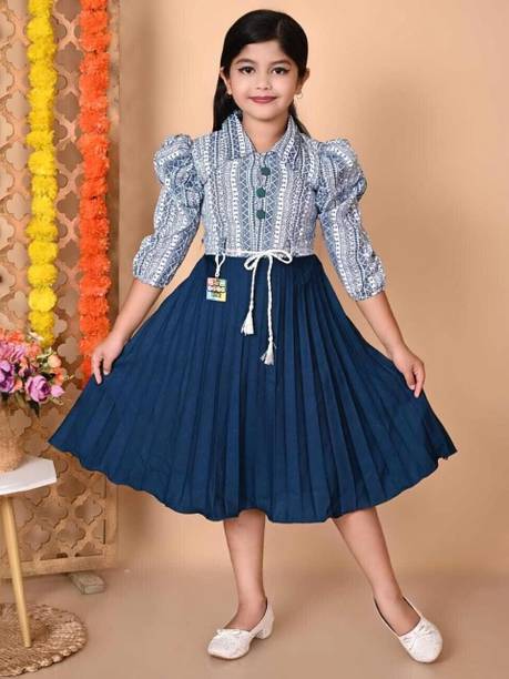 afrin fashion Indi Girls Below Knee Festive/Wedding Dress