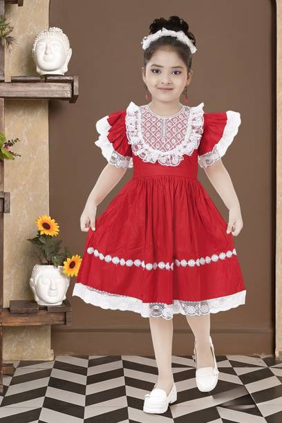 the crown Girls Midi/Knee Length Festive/Wedding Dress