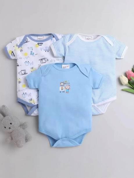 Romper For Baby Boys & Baby Girls Casual Printed, Striped Cotton Blend