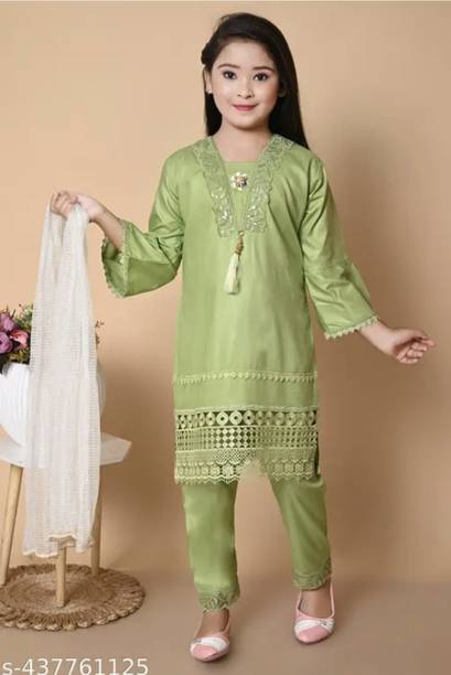 Girls Festive & Party Kurta, Pyjama & Dupatta Set