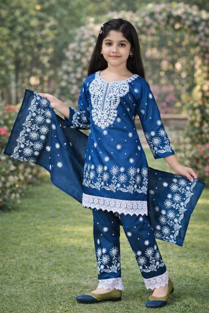 Girls Festive & Party Kurta, Pyjama & Dupatta Set