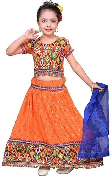 TWINKLE TOTS Indi Baby Girls Lehenga Choli Ethnic Wear Printed Ghagra, Choli, Dupatta Set
