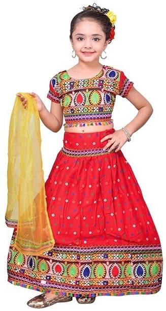 TWINKLE TOTS Indi Baby Girls Lehenga Choli Ethnic Wear Printed Ghagra, Choli, Dupatta Set