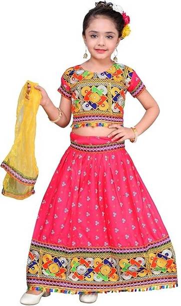 TWINKLE TOTS Indi Baby Girls Lehenga Choli Ethnic Wear Printed Ghagra, Choli, Dupatta Set