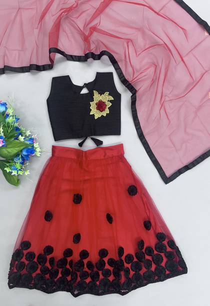 PMD Fashion Baby Girls Lehenga Choli Ethnic Wear Embroidered Lehenga, Choli and Dupatta Set