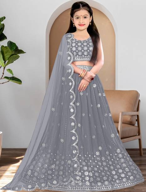 Harshiv Creation Baby Girls Lehenga Choli Ethnic Wear Embroidered Lehenga, Choli and Dupatta Set