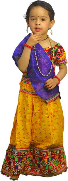 TWINKLE TOTS Indi Baby Girls Lehenga Choli Ethnic Wear Printed Ghagra, Choli, Dupatta Set