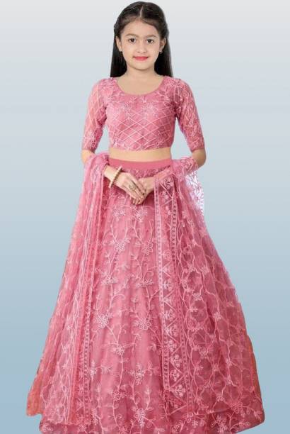 Rayasa Baby Girls Lehenga Choli Ethnic Wear Embroidered Lehenga, Choli and Dupatta Set