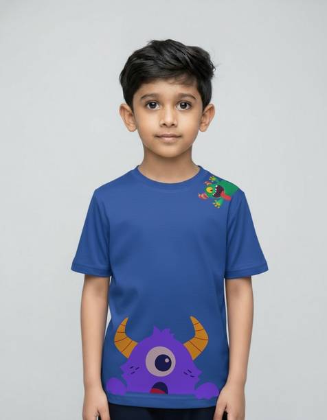 TeeSlix Boys Printed Pure Cotton Regular T Shirt