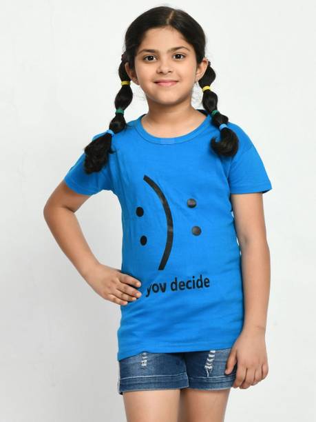 BAESD Girls Printed Pure Cotton Regular T Shirt