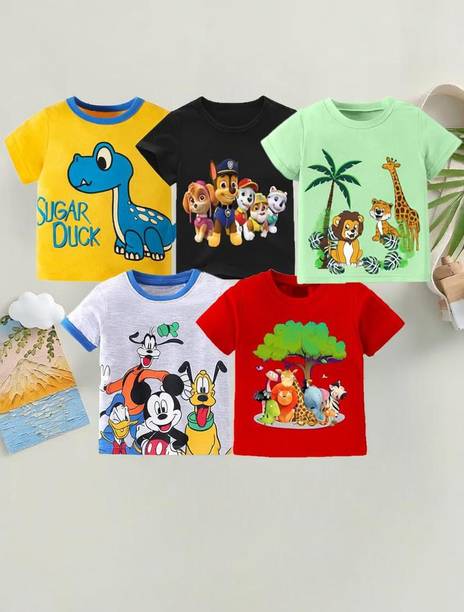 VP TEXX Boys & Girls Printed Cotton Blend Regular T Shirt