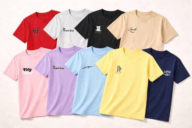 Boys & Girls Typography Cotton Blend Regular T Shirt