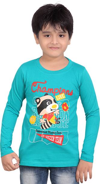 dongli Boys Typography, Printed Pure Cotton Regular T Shirt