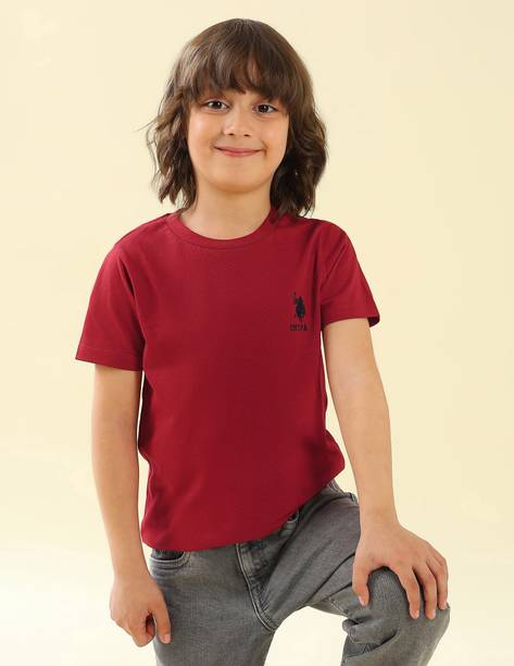 Boys Solid Pure Cotton Regular T Shirt
