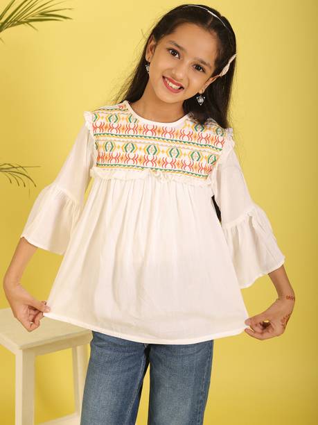 Girls Printed Viscose Rayon A-line Kurta