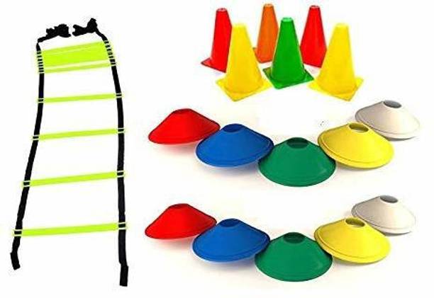 ETAHMART 1 Agilit Ladder 2 Mtrs, 6inch Cone Marker (Set of 6) Soccer Cone (Set of 6) Football & Fitness Kit