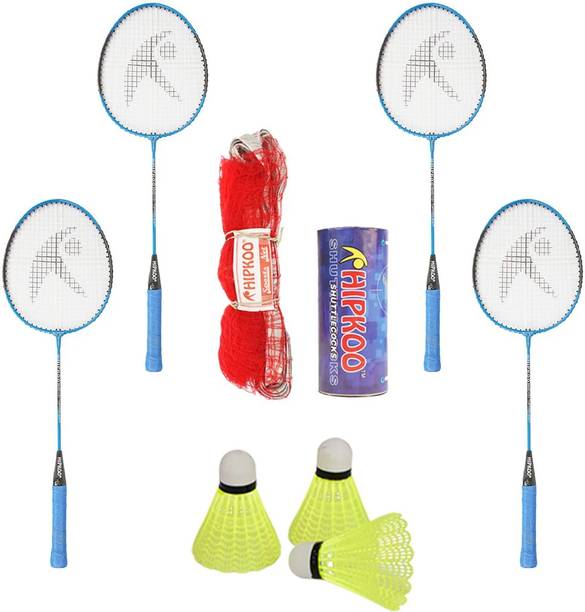 Hipkoo Sports Sport Strength Badminton Combo (Set Of 4) 3 Shuttles and Net Badmi