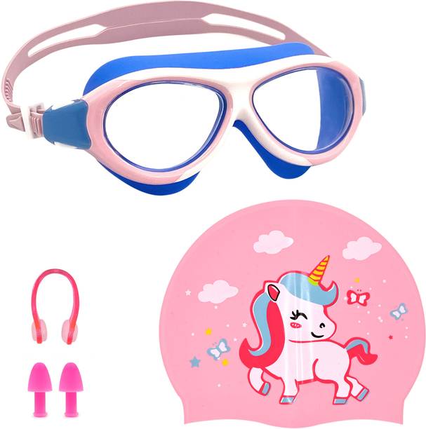 SLOVIC Goggles & Cap Set for Kids | UV Protection | Combo Swimming Kit