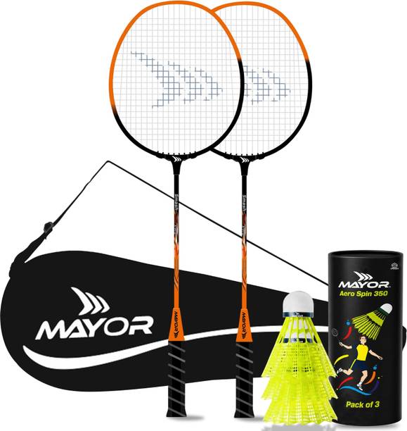MAYOR Smash X Pro Badminton Set of 2 Rackets with 3 Shuttlecocks Lightweight Racquet Badminton Kit