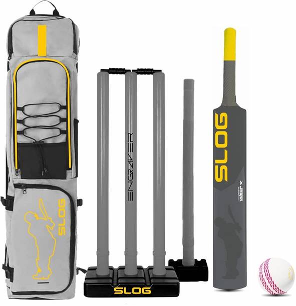 जस्पो Slog Engraver Cricket Kit – Full Size Plastic Bat, Synthetic Ball, Stumps & Kit क्रिकेट किट