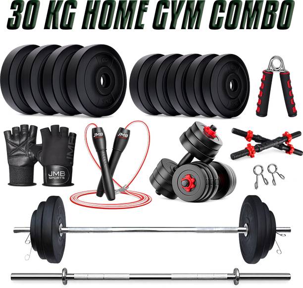 JMB 30kg Home Gym Set With 3ft Straight Rod & Weight Plates Fitness Accessory Kit Kit