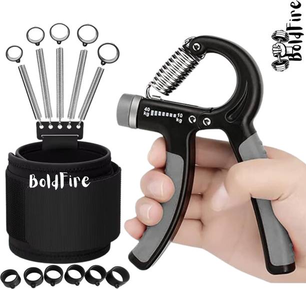 बोल्ड फायर Counter Hand Gripper Strengthener(10-100kg) With Metal Finger Exerciser(Packof2) जिम & फिटनेस किट