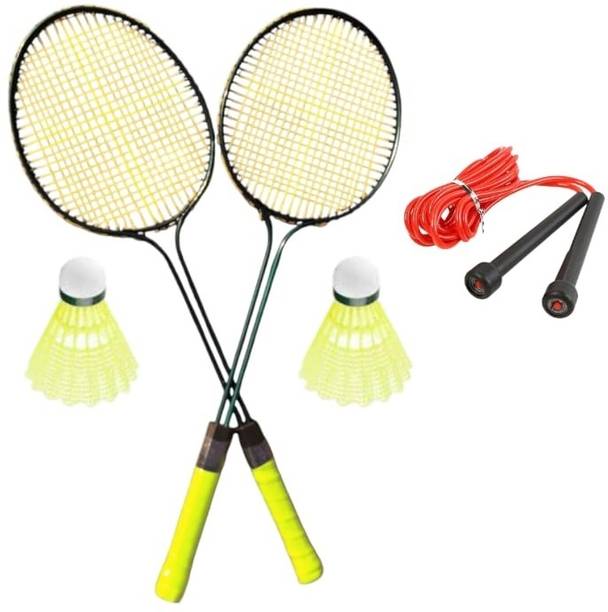 kushwaha trader RACQUET 2 pcs with 2 pcs nylon shuttlecock 1 skipping rope Badminton Kit