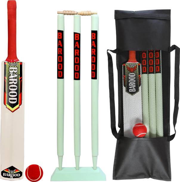BAROOD Jumbo Plane Wood Full Set with Bat, Ball, Stumps & Bag|Size 4 (Age 9 - 11 Years) Cricket Kit
