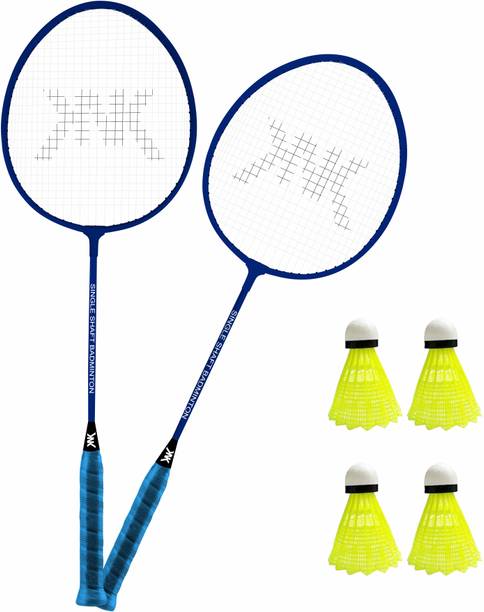 KNK Single Shaft Badminton Racket Pack Of 2 Piece With 4 Piece Plastic Shuttle Badminton Kit
