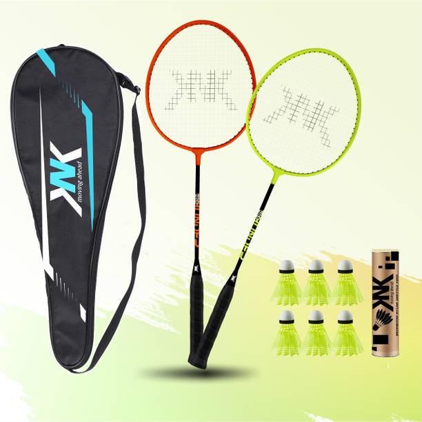 KNK Aluminium Badminton Set Of 2 Pc With 6 Pc Nylon Shuttle Badminton Kit