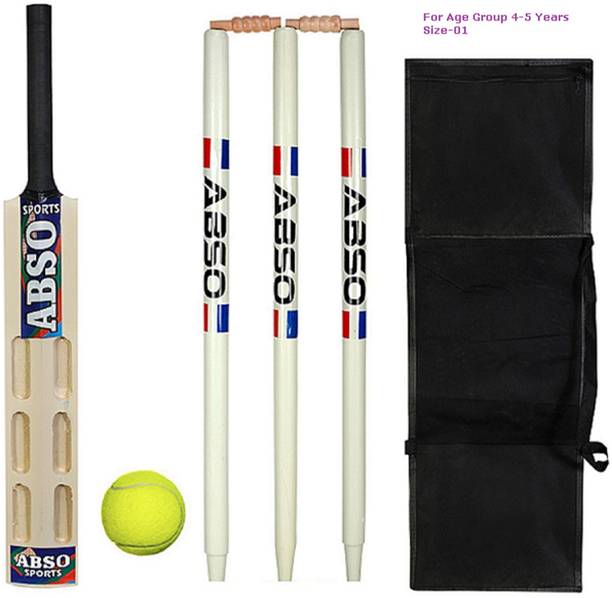 abso Poplar Willow Tennis Cricket Kit with 6 Scoop Bat Size 1 No Age group 4-5 years Cricket Kit
