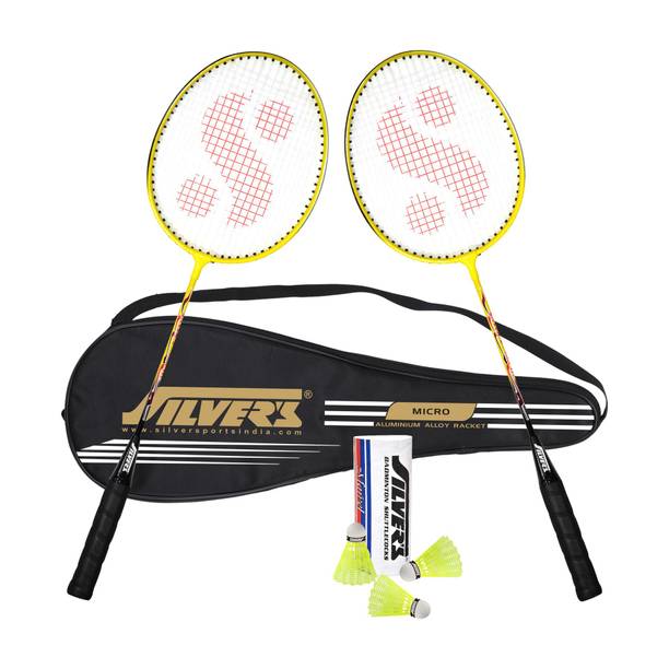 Silver's MICRO Badminton Combo- 2 Rackets with Shuttle Pack of 3 Badminton Kit