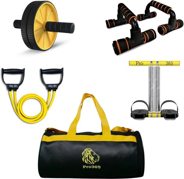 PRO365 Double TT, Pushup Bar,ToningTube, Abdominal Wheel with Adjustable Duffle Gym Bag Fitness Accessory Kit Kit