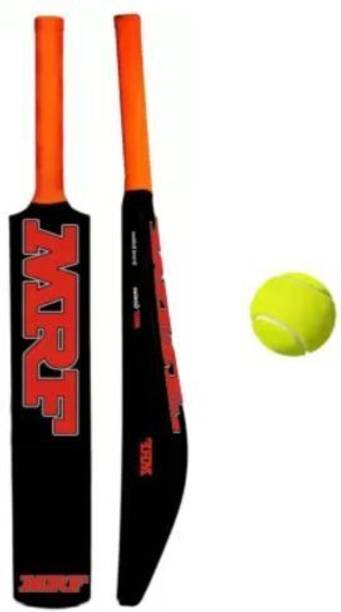 MINESFIT MRF Plastic Cricket Bat Age 4-5 Years (Size-1) With Tennis Ball & Black Cover PVC/Plastic Cricket  Bat For 4 - 5 Yrs