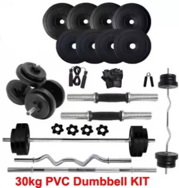DCS Pro 30 KG GYM KIT WITH 3FT Straight ROD & 3 FT Bend ROD & FITNESS ACCESSORIES Home Gym Kit