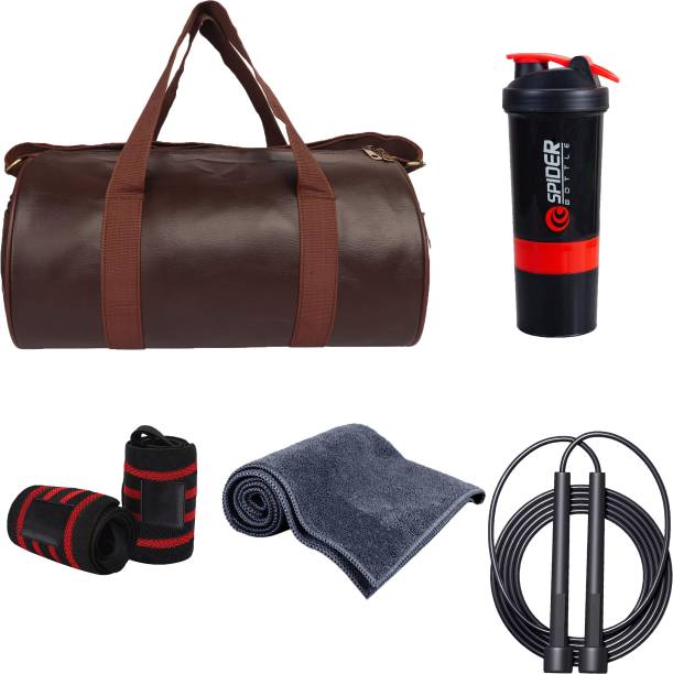 Greeture Fitness Kit : Bag with Wrist Band, Skipping Rope, Face Towel, and Spider Shaker Gym & Fitness Kit