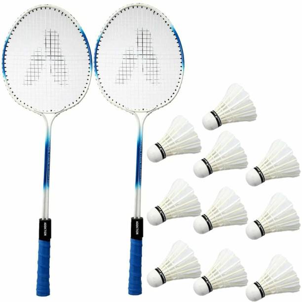 MINESFIT Badminton racquets Kit Combo Set Of 2 Piece Racquet With 10 Fathers Shu