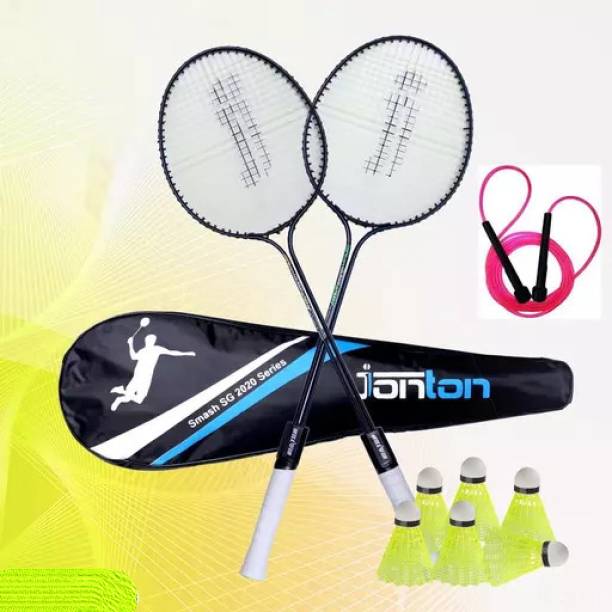 Goplay COMBO SET OF 2 BADMINTION AND 10 SHUTTLES AND 1 NAYLON NET FREE Badminton Kit