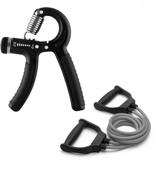 GJSHOP Toning Tube With Hand Grip For Home, Gym and Body Workout Resistance Fitness Accessory Kit Kit