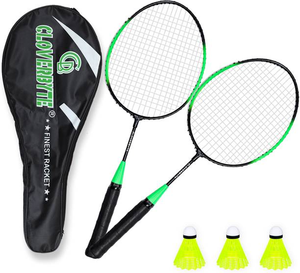 क्लवरबाइट Exotic Green Kids Racket with 3 Shuttlecock And Cover For Kids बैडमिंटन किट
