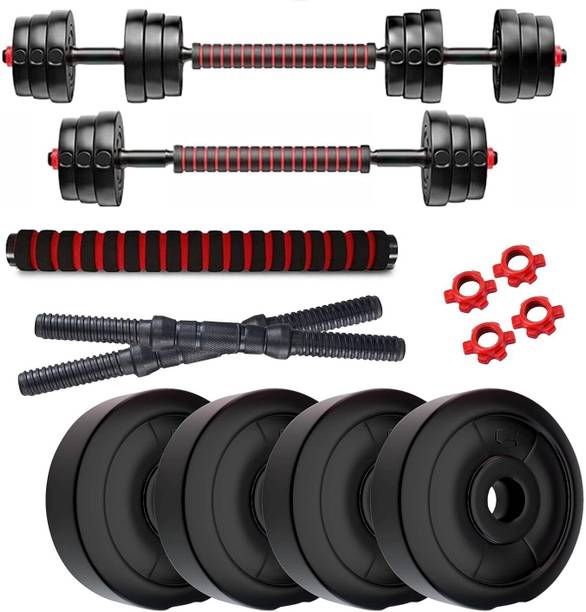 WILORA 3IN1 Convertible PVC 10 Kg Barbell Home Gym Set Adjustable Dumbbell