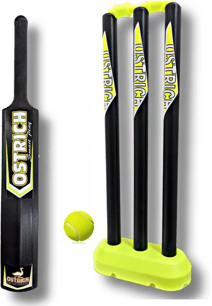 Ostrich HARD PLASTIC CRICKET COMBO PACK FOR 8 YEARS JUNIOURS( 1 BAT SIZE 3, WICKET 24'' INCHES , 1 BALL) क्रिकेट किट